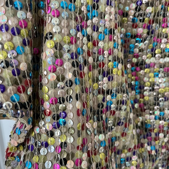 Trina Turk sequin bat wing dress! Multicoloured sequins on chiffon. Size 2 - Picture 5 of 6